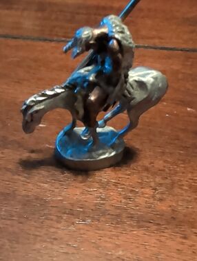 Metal Horse and Rider Miniature - Silver Tone. End Of The Trail.